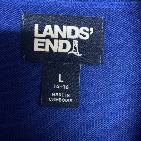 Lands’ End size large cobalt blue open tunic length soft cardigan with pockets - Picture 2 of 8